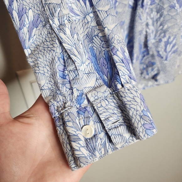 Roller Rabbit Button Front Long Sleeve Cotton  shirt blue white purple Small - Picture 13 of 15